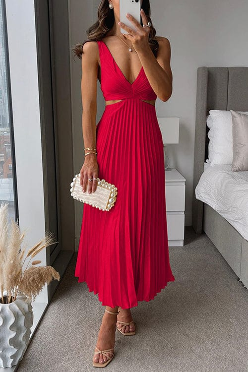 Elegant Pleated Midi Dress - Women's Summer & Wedding Guest Dress - 2