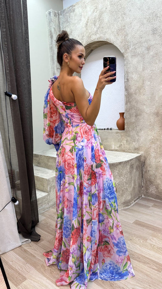 Floral One-Shoulder Summer Dress for Women - Elegant Wedding Guest & Cocktail Style - 2