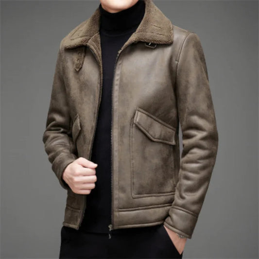 Rowan - Men's Vegan Leather Winter Jacket with Fleece Fur Lining 1