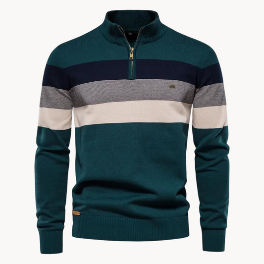 Torrin - Men's Striped Quarter Zip Sweater for Effortless Style and Comfort - 2