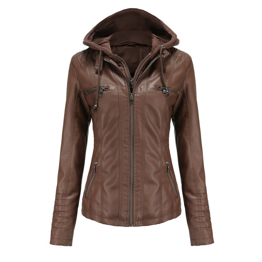 Lyra Women's Hooded Leather Jacket - Slim Fit, Stylish & Versatile Coats - 2