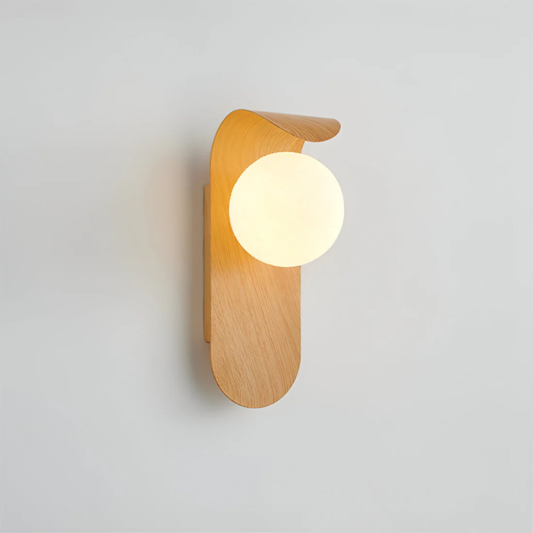 Scandinavian Wood Globe Wall Sconce - Energy-Efficient LED Wall Light 0
