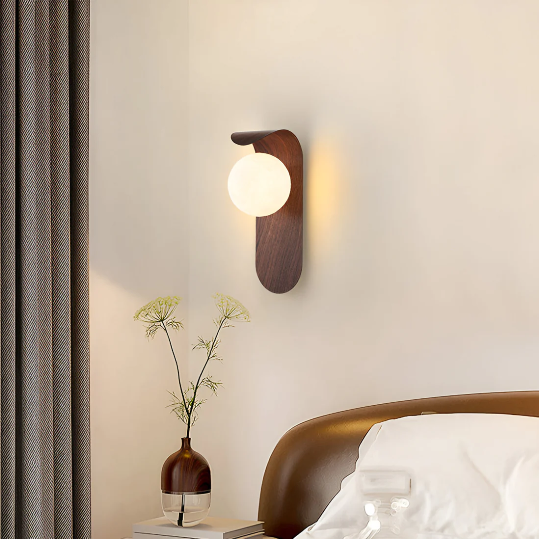 Scandinavian Wood Globe Wall Sconce - Energy-Efficient LED Wall Light 2
