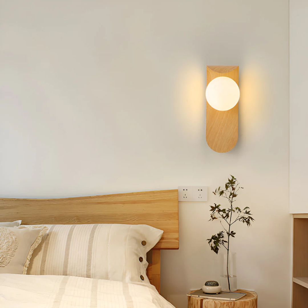 Scandinavian Wood Globe Wall Sconce - Energy-Efficient LED Wall Light 3