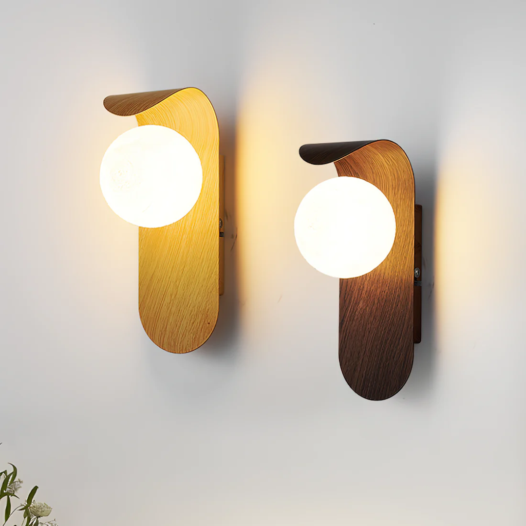 Scandinavian Wood Globe Wall Sconce - Energy-Efficient LED Wall Light 4